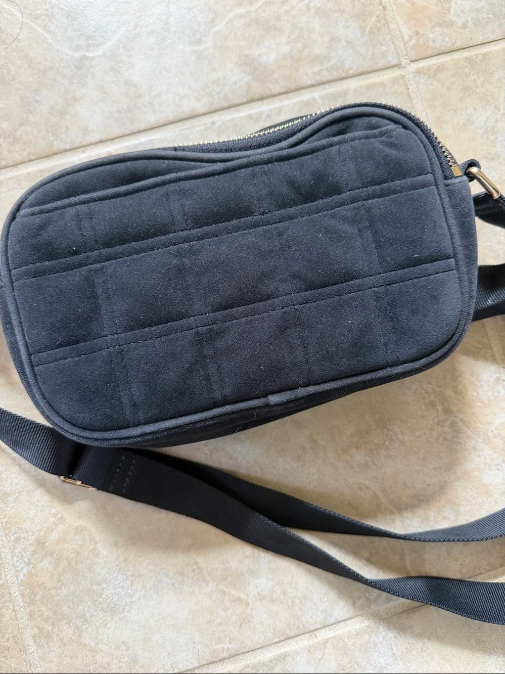 lululemon athletica Black Quilted Crossbody with Rose Gold Logo